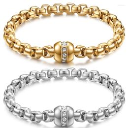 Link Bracelets Modyle 2023 Fashion Zircon Ball Bracelet For Women Gold Color Stainless Steel Cuban Chain Jewelry Gift