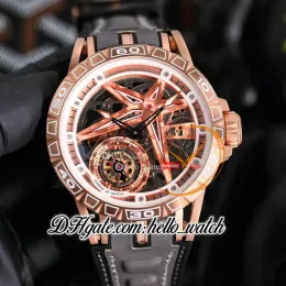 New 45mm RDDBEX0479 RDDBEX0963 Automatic Mens Watch Skeleton Dial Tourbillon Rose Gold Case White Inner Gray Leather Strap Watches HWRD Hello_Watch G09A (1)