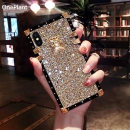 Cell Phone Cases Luxury Glitter Sequins Square Phone Case For Samsung S23 S22 S21 S20 S10 Plus + Ultra Fe Note 20 ZFlip 3 4 Silicone Bling Cover L230731
