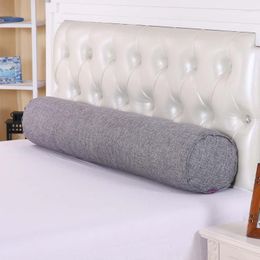 Pillow Multifunctional Pure Colour Cotton Linen Cylindrical Sleeping Waist Removable Washable Decorative Pillows For Bed