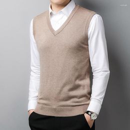 Men's Sweaters Autum Winter Fashion Brand Designer Sweater Vest Knit Men Pullover V Neck Solid Sleeveless Casual Clothing