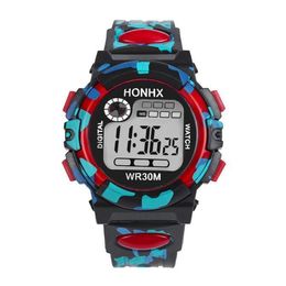 Children's watches Children's Digital Watch Life Waterproof Sports Stopwatch Camouflage Boy Military Style Electronic Wrist Clock Children Gift 230802