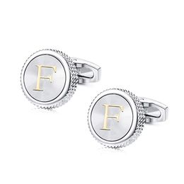 Cuff Links High Quality Round Letter Cufflinks Men's Shirt Suit Simple Wedding Buttons Business Initials French Cufflink 230801