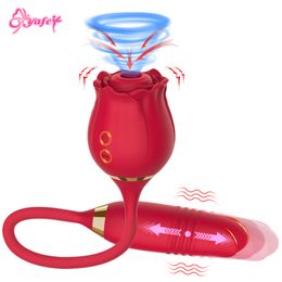 Vibrators Rose Sucking Vibrator for Women Nipple Clit Stimulator Vibrating Egg Dildo Clitoris Sucker Vibator Sex Toy 230801