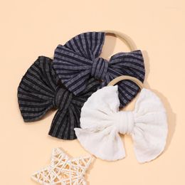 Hair Accessories Baby Girl Headband Stripe Bows Bands Infant Cotton Hairband Stretchy Head For Born Solid Colour Lovely