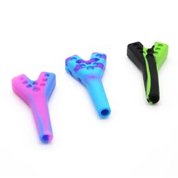 Environmentally friendly silicone Double Hole Y Type Classic Smoking Pipe Silicone Pipe Tobacco for Pipe