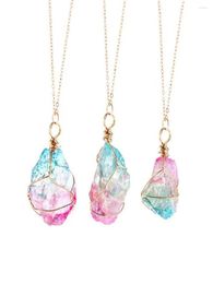 Pendant Necklaces Colourful Rock Crystal Transparent Multicolor Necklace