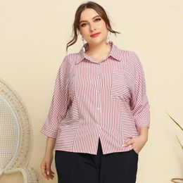 Women's Blouses Plus Size 4XL Women Spring Shirt Office Lady Casual Plaid Red Shirts Blouse Long Sleeve Female Tops