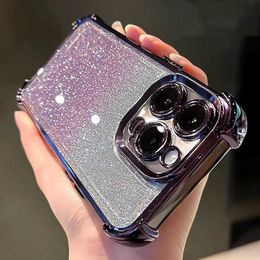 Cell Phone Cases Luxury Electroplate Gradient Glitter Phone Case For iPhone 14 Pro Max 13 12 11 14 Plus X XR XS Max Soft Shockproof Bumper Cover L230731