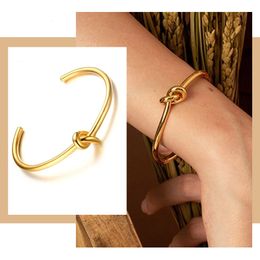 Bangle Trendy Round Circular Open Knot Cuff Bracelets For Women Elegant GoldColor Jewellery Noeud Armband Pulseiras 230802