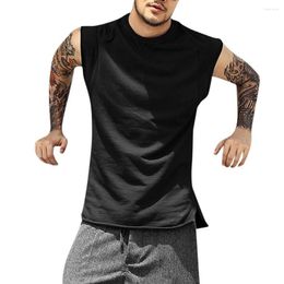 Men's T Shirts Tops Baggy Solid Fashion Blouses Sleeveless O-Neck Summer Blouse Casual