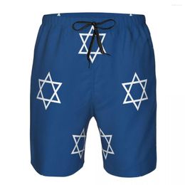 Men's Shorts Men Beach Short Quick-drying Swimming Trunk Israeli Symbol Pattern Swimwear Swimsuit Bathing