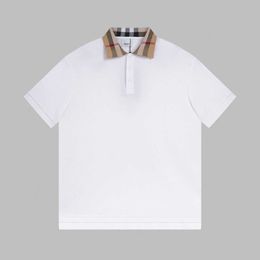 Men's T-Shirts 23 Summer New Plaid Collar Polo Shirt Short Sleeve Simple Light Luxury Style Men's Handsome Polo Neck T-shaped Men's Piece