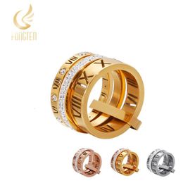 Wedding Rings Roman Numerals Engagement For Women Stainless Steel S Rose Gold Colour Ladies Luxury Ring Bohemian Jewellery 230802