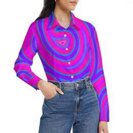 Women's Blouses Trippy Hippy Blouse Women Retro Swirl Print Casual Loose Long Sleeve Cool Shirts Design Tops Large Size