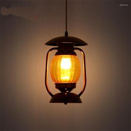 Pendant Lamps European Retro Iron Kerosene Lights Vintage Hanging Loft American Country Bedroom Bar Lamp Aisle Balcony Lighting