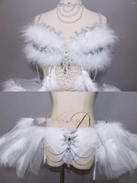 Stage Wear PartyTime Electric Syllable Party Tutu Skirt Luminous Feather Fairy Disco Performance Suit