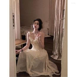 Casual Dresses 2023 France Elegant Fairy Strap Dress Women Summer Sexy Party Midi Female Holiday A-line Gentle Korean Fashion