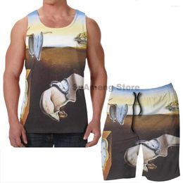 Men's Tracksuits Summer Casual Funny Print Men Tank Tops Women THE PERSISTENCE OF MEMORY SALVADOR DALI Beach Shorts Sets Fitness Vest