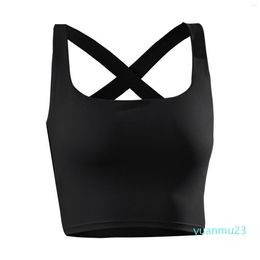 Yoga Outfit Women's Bra Solid Colour High Elasticity Detachable Chest Pad Beautiful Back Sports Running Light