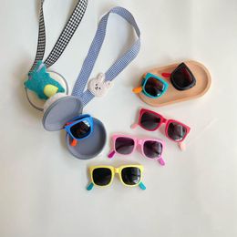 Sunglasses Portable Foldable With Box Set Contrast Colour Kids Children UV Protection Classic Eyewear Gift