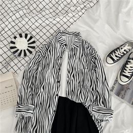 Women's Blouses Striped Tunic For Women Cotton Shirt Elegant Spring Summer 2023 Fashion Zebra Pattern Clothing