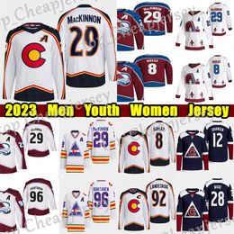 #29 Nathan MacKinnon Reverse Retro hockey jersey #8 Cale Makar Mikko Rantanen Gabriel Landeskog Miles Wood Joe Sakic Valeri Nichushkin Ryan Johansen jerseys