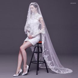 Bridal Veils 2023 Long Section Of White Flowers Duolei Si 3 Meters Can Be Customized High-end Wedding Bride Veil