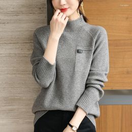 Women's Sweaters Autumn And Winter High Neck Cashmere Sweater Casual Cable Pullover Long Sleeve Loose Street Fashion V401