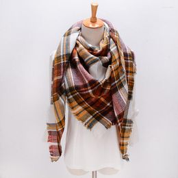 Scarves Winter Triangle Scarf For Women Brand Designer Shawl Cashmere Plaid Blanket Wholesale Drop S027-style 12