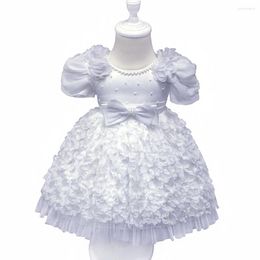 Girl Dresses Born Infant Girls Arrival Toddler Dress With Flowers White Christening Gown 1 Year Birthday Baptism