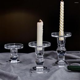 Candle Holders Nordic Style Clear Crystal Glass Holder Pillar Craft Candelabra Romantic Dinner Tea Light Candlestick Home Decor