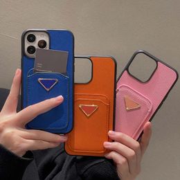 Luxury Designer Phone Case For IPhone 14 Pro Max 11 12 13 Pro Max Xr Leather Phone Cover card holder phonecase Trianglar Cellphone Shell