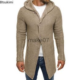 Men's Sweaters New 2023 Autumn Winter Men's Knitted Hooded Cardigan Long Sweater Slim Fit Men Hip Hop Punk Knitwear Pull Homme Cardigans Male J230802