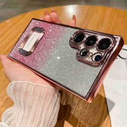 Cell Phone Cases Luxury Gradient Glitter Hole Case For Samsung S23 S22 Ultra Plus S21 S20 FE A54 A53 A23 A13 A52 A72 A33 5G Note 20 Cover L230731