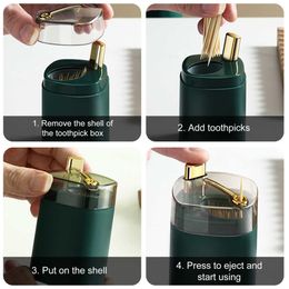 2pcs Toothpick Holders Storage Toothpick Holder Portable Creative Hand Press Push Automatic Eject Multicolor Light Luxury Style Home Gadget Bottle