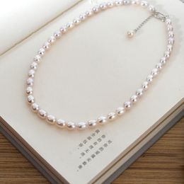 Strands Strings ASHIQI Natural Freshwater Pearl Choker Necklace for Women with 925 Silver Clasp wedding Jewelry 230801