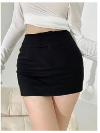 Skirts TVVOVVIN High Waist Wrapped Hip Short Skirt Women's 2023 Summer Sexy Elastic Slim Solid Colour Half AGZH