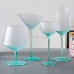 Wine Glasses Retro Art 150-450Ml Candy Colour Goblet Red Champagne Cocktail Brandy Whiskey Cup Exquisite Frosted Home Bar Festival Gift