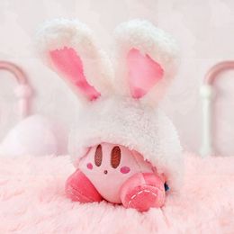 Dolls Star Kirby Cartoon Plush Bag Pendant Cute Rabbit Ears Doll Keychain Decorations Schoolbag Animation Accessories Girls Gift 230802