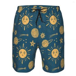 Men's Shorts Hand Drawn Sun Pattern Quick Dry Swimming For Men Swimwear Swimsuit Swim Trunk Bathing Beach Wear