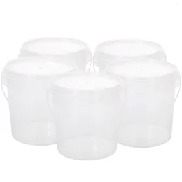 Flatware Sets 5 Pcs Go Plastic Containers Lids Milk Tea Bucket Fruits Supplies Clear Hdpe Storage