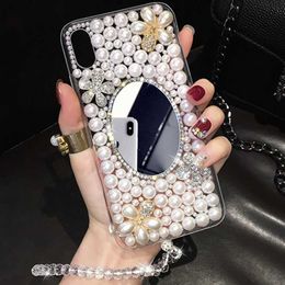 Cell Phone Cases Fashion Glitter Diamond Flower Case For Redmi Note 11 11S 10 10S 4G 5G 9 9S 8Pro 9T 9C 9A 7 7A Jewelled With Lanyard Bling Cover L230731