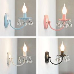 Wall Lamp Modern For Bedroom Children's Room Boys Girls Crystal Pendant Decoration Pink Blue Living-room Background Ailse Light