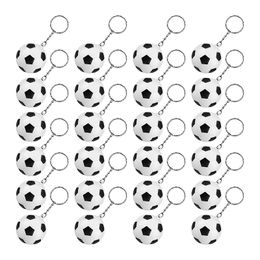 Key Rings 24 Pack White Soccer Keychains Mini Stress Ball Sports School Carnival Reward For Kids 230801