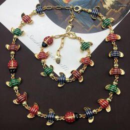 Necklace Earrings Set Medieval Enamel Glaze Cute Little Bee Fresh Versatile Bracelet