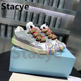 Dress Shoes Thick Bottom Mixed Colour Large Size 45 Casual Wide Shoelaces Flat Patchwork Lace Up Spring Breathable Running Unisex 230801