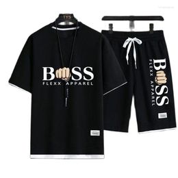 Men's Tracksuits Korean Casual Workout Suit Short Sleeve T-shirt And Sports Shorts Clothing Sets Summer Fashion