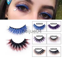 False Eyelashes 6D Gradient Colour Lashes Eyeliner Selfadhesive Eyeliner Thick Magnetic Eyelashes Colour Messy False Eyelashes Fluffy Colourful x0802