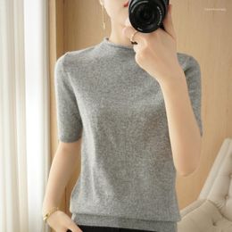 Women's T Shirts Half Turtleneck Short-Sleeved Bottoming Shirt T-shirt Spring Autumn Pullover Thin Section 2023 Trend Of Knitted Tops